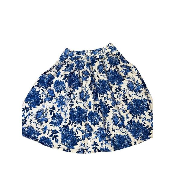 White Blue Harajuku Floral Skirts Women's Punk Cotton Vintage Pleated Skirt SZ S - Picture 3 of 10